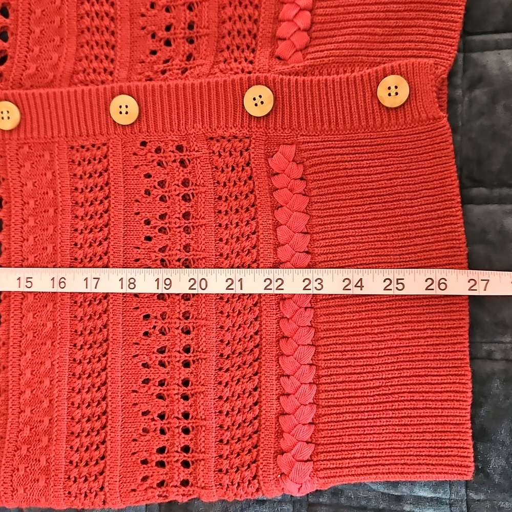 Sundance Red Open Knit  Crochet Cardigan, L, Lightweight, Transitional, Summer - Picture 8 of 9